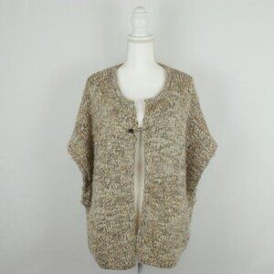 J. Jill Women's Small/Medium Tan Wool & Alpaca Cap Sleeve Open Front Cardigan